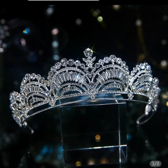Crystal Tiara, Silver Tiara, Baroque Luxury Crystal, Bridal Crown Tiara, Tiara main image 6